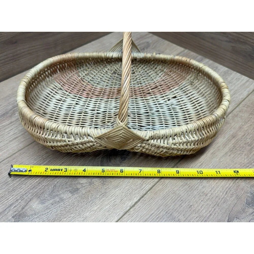 Vintage Rattan Wicker Buttocks Butt Egg Basket 12